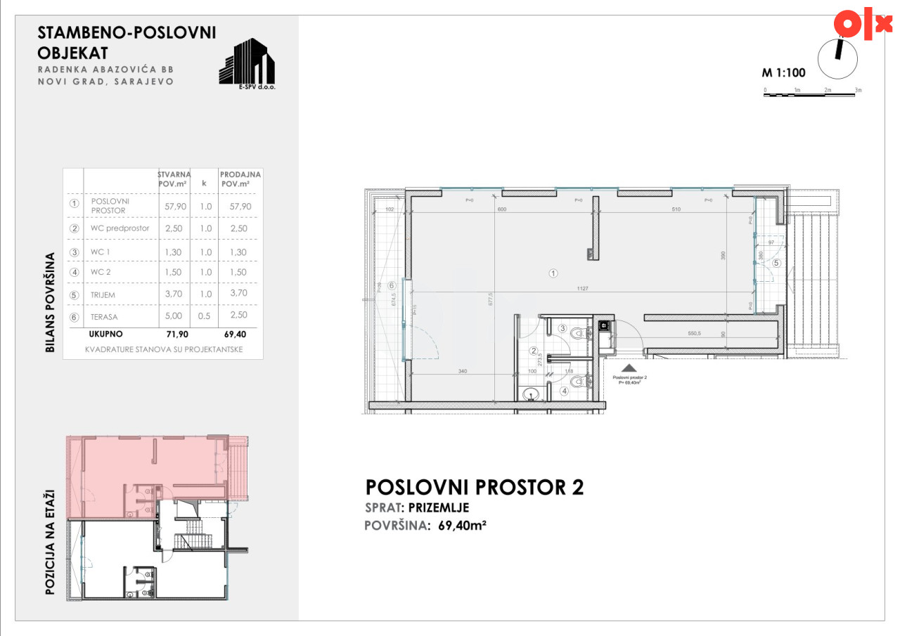 POSLOVNI PROSTOR  PP2 79,40 m2 | NOVOGRADNJA | Otoka 2