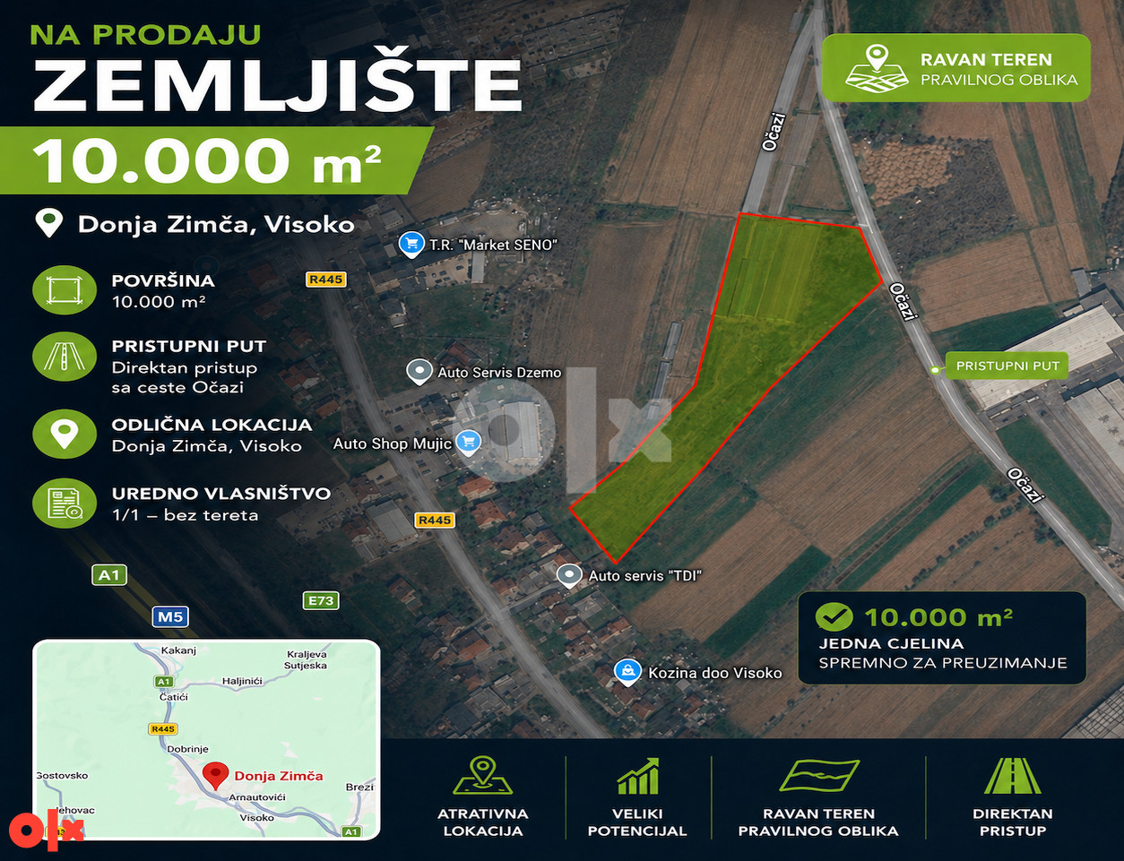 Prodaja zemljišta 10.000 m2 - Donja Zimca, Visoko