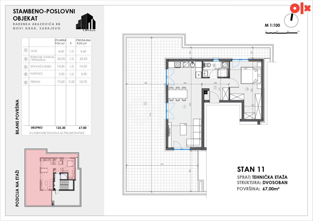 Stan S11 67,00 m2 | URBAN LOFT | NOVOGRADNJA | Otoka 3