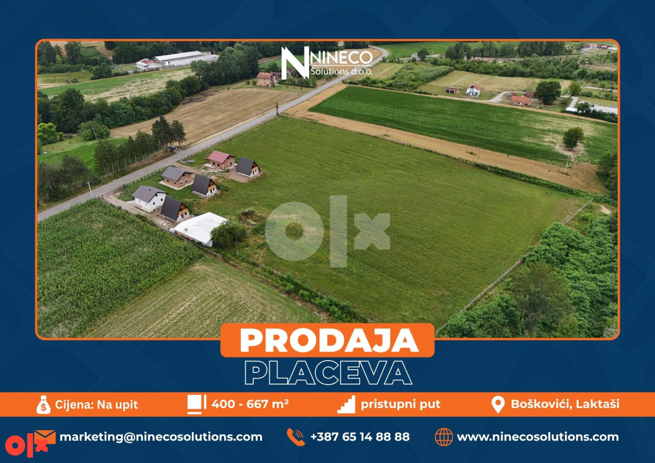 PLACEVI - BOŠKOVIĆI - LAKTAŠI - OD 400 DO 667 m2