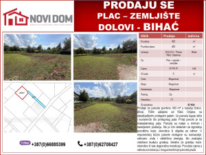 PRODAJE SE - Plac - Zemljište - DOLOVI - BIHAĆ