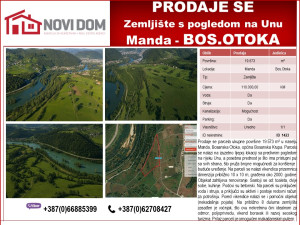 PRODAJE SE - Parcela s pogledom na Unu - Manda - BOS.OTOKA