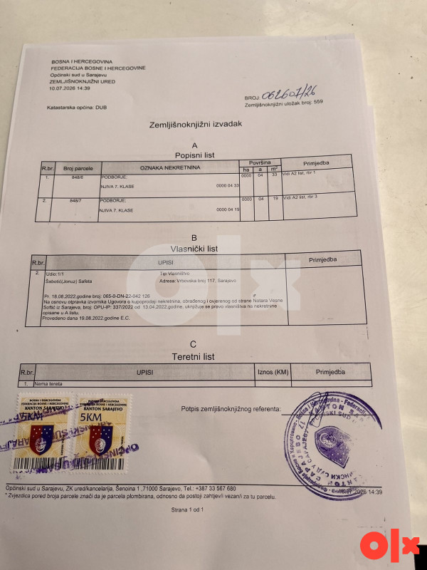 gradzevinsko zemljište Pazarić - Hadžići 3