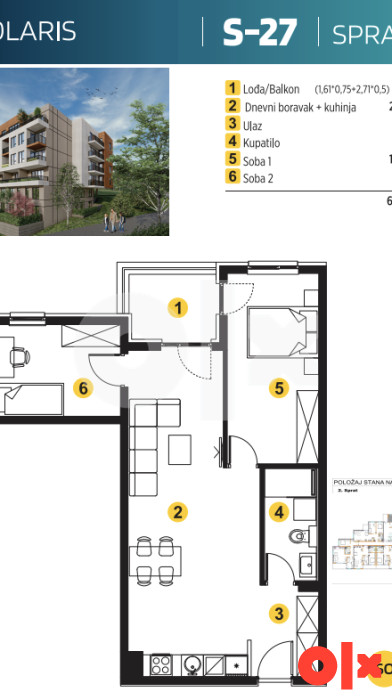 Novogradnja Solaris Sarajevo - Vogošća / Trosoban stan 60,84 m2 6