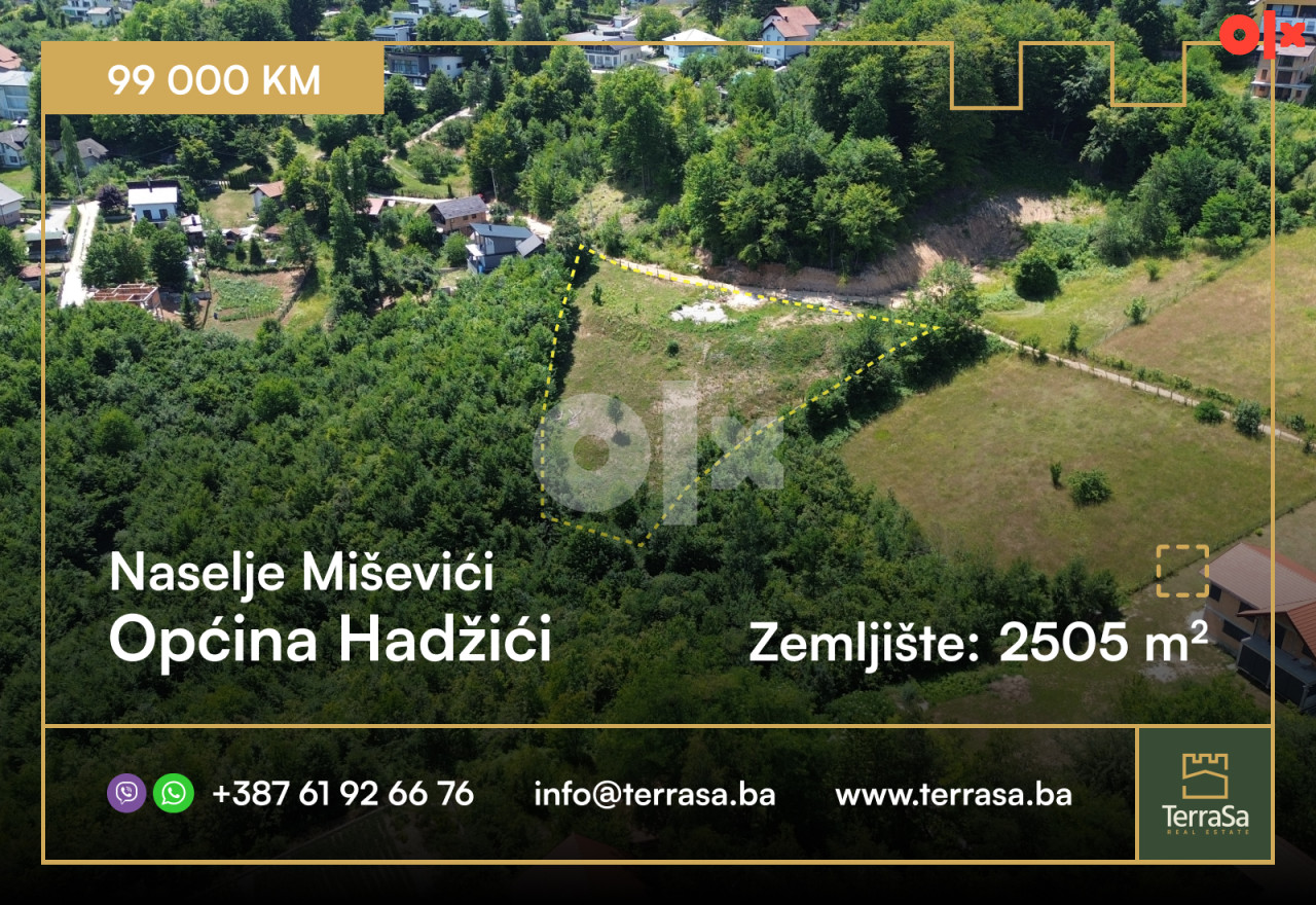 Građevinsko zemljište  2505 m2/ Miševići/ Hadžići