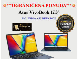 Asus Vivobook X1704V 17.3 16GB 512GB SSD 16GB DDR4 Intel i5 NOVO