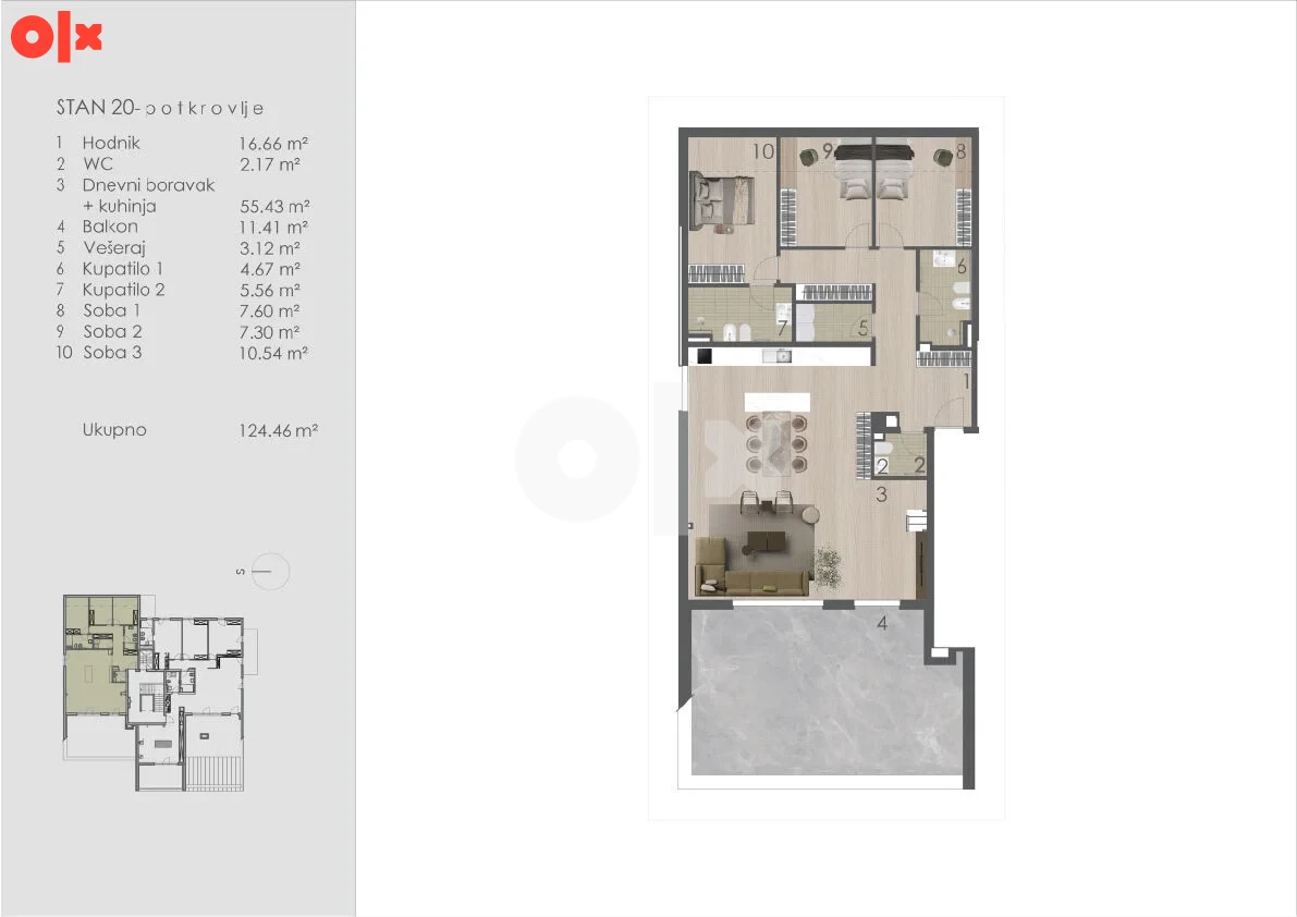 Palazzo Breka | Stan 20 - Potkrovlje - 124.46 m2 5