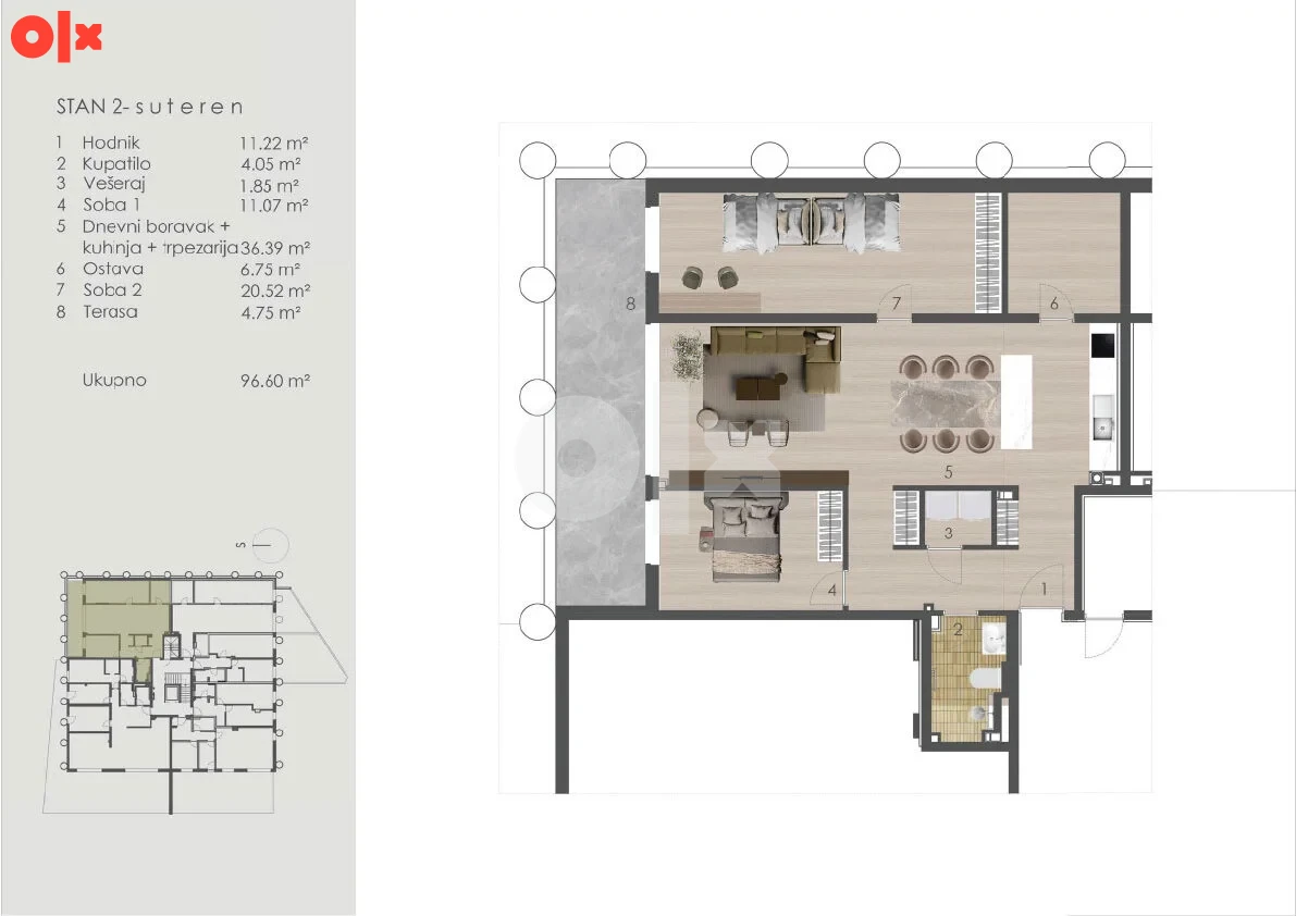 Palazzo Breka | Stan 2 - Suteren - 96.60 m2 2