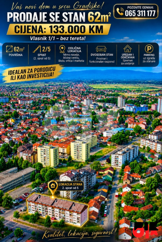 Stan Gradiska 61m2 Stanovi i apartmani Gradiška