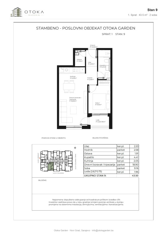 MY SPACE/ Stan/ Dvosoban/ OTOKA GARDEN/ 43m2 2