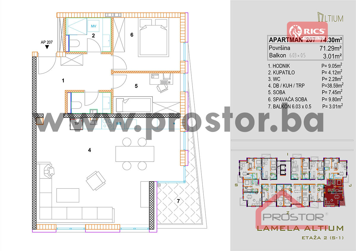 NOVOGRADNJA CENTAR: Trosoban stan, 74m2 14