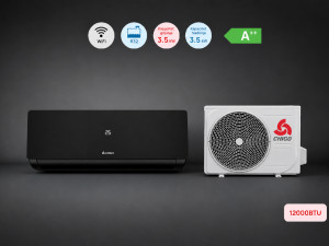 Chigo Klima 12K, 3.5kW, A++, R32, -25C ~ 50C, Grijač,WiFi,Crna