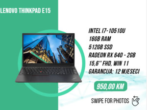 Lenovo E15 i7-10510U 16GB SSD 2x250GB RX640 2GB 15,6" FHD Win11