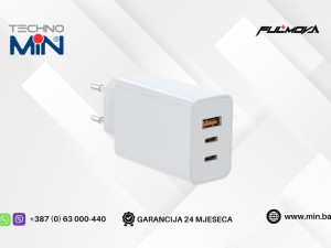 Fulmova GaN Power Adapter 65W USB-C sa Kablom, White
