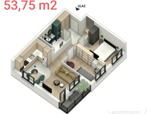 STAN OD 53,75 M2 IZ KOMPENZACIJE SA DVE SPAVACE SOBE photo 3