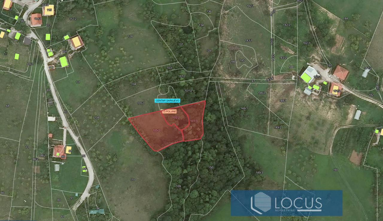 LOCUS: Zemljište površine 2.608m2, Poljine, Centar