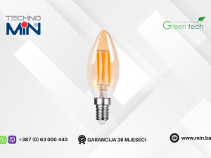 GREEN TECH LED Filament Sijalica 4W E14 2700K C35 Amber Dimabilna