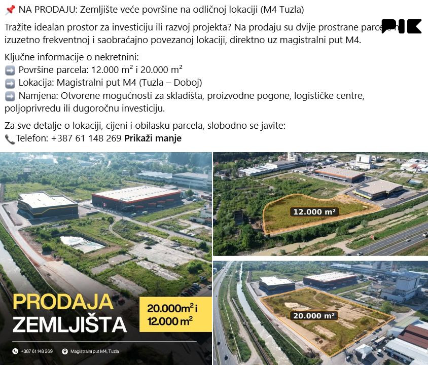 Zemljište Tuzla (20.000m2 + 12.000m2)