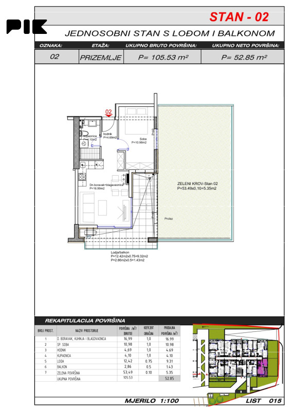 Široki Brijeg dvosoban stan 53 m2 s vrtom 54 m2 Hills Residence 3 5