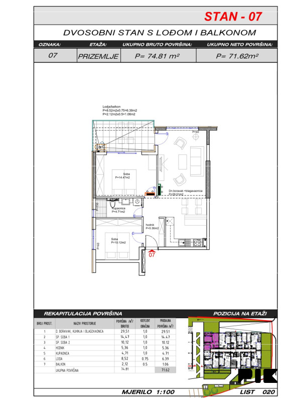 Široki Brijeg trosoban stan 72 m2 Hills Residence 3 10