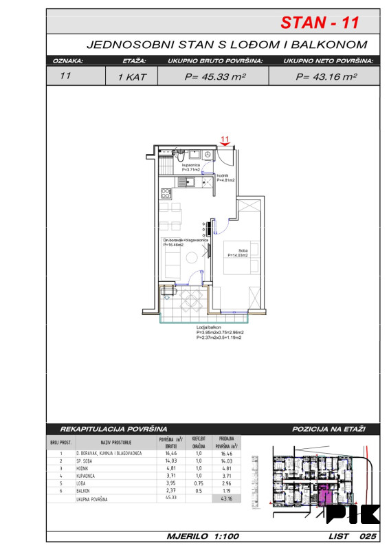 Široki Brijeg dvosoban stan 43 m2 Hills Residence 3 10