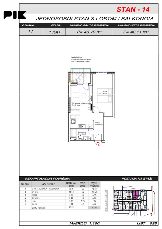 Široki Brijeg dvosoban stan 42 m2 Hills Residence 3 11