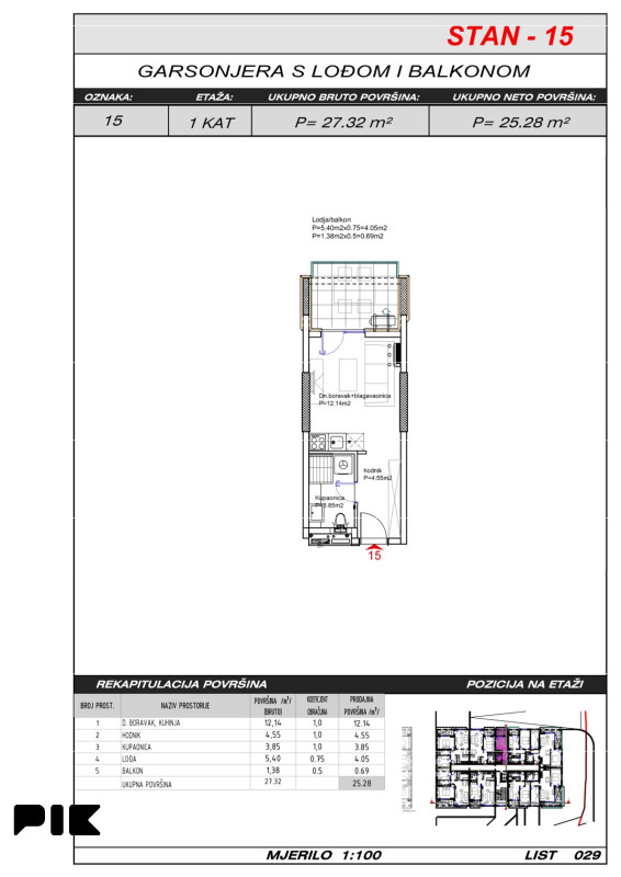 Široki Brijeg garsonijera 25 m2 Hills Residence 3 5