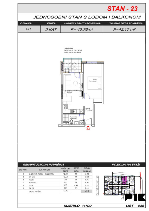 Široki Brijeg dvosoban stan 42 m2 Hills Residence 3 8