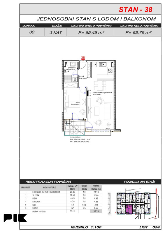 Široki Brijeg dvosoban stan 54 m2 Hills Residence 3 10