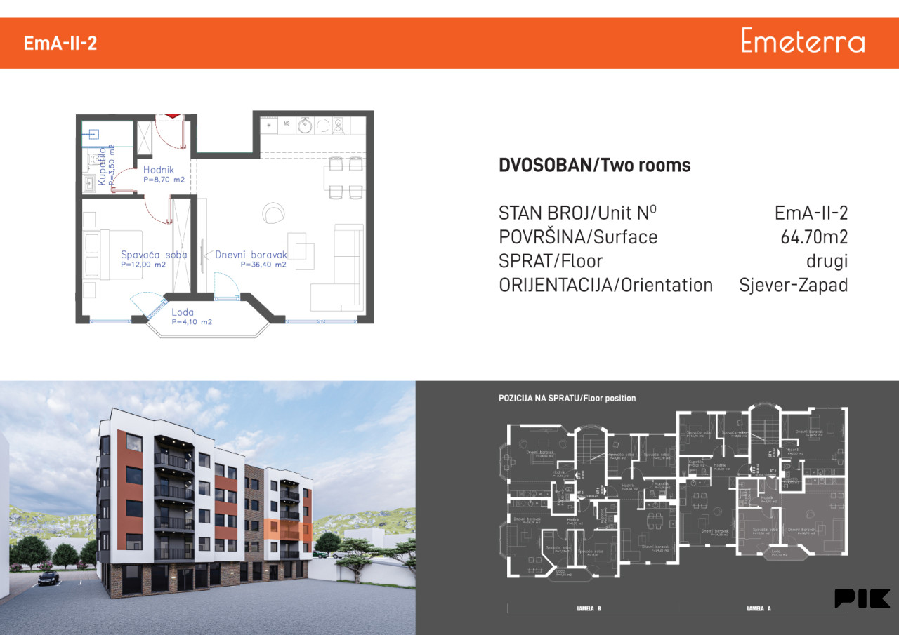 NOVOGRADNJA - EMETERRA - HRASNO - SARAJEVO - 32,70 m2 do 65 m2 3