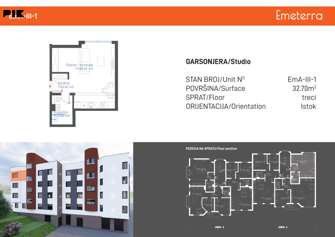 NOVOGRADNJA - EMETERRA - HRASNO - SARAJEVO - 32,70 m2 do 65 m2 5