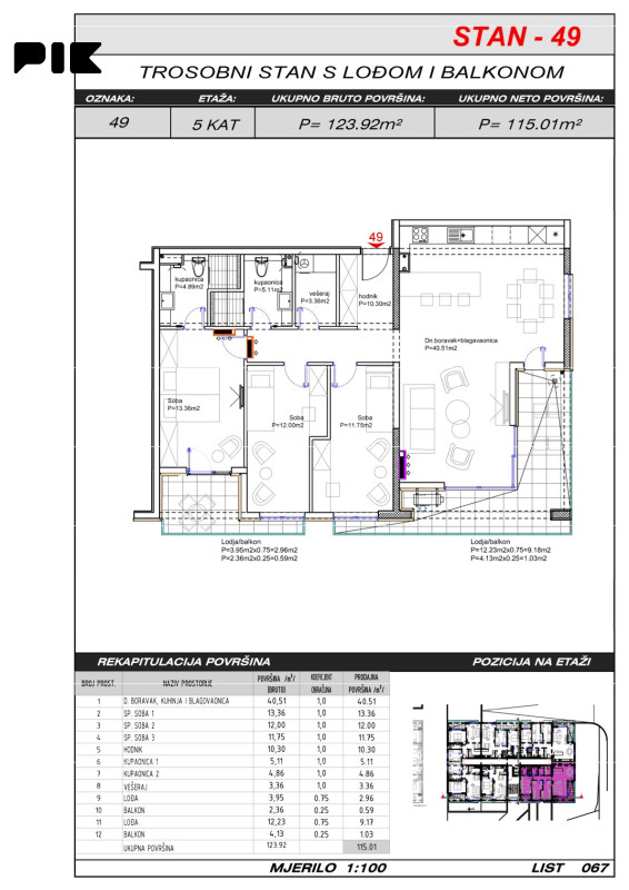 Široki Brijeg četverosoban stan 115 m2 Hills Residence 3 11