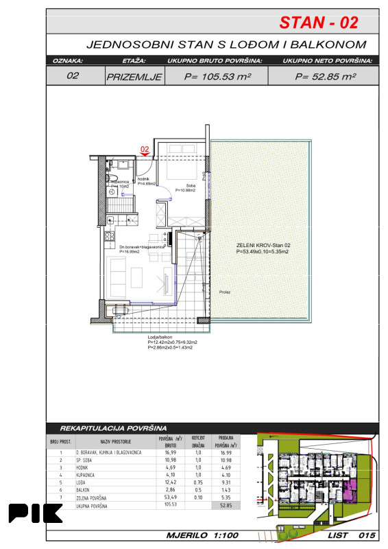 Široki Brijeg dvosoban stan 53 m2 s vrtom 54 m2 Hills Residence 3 10