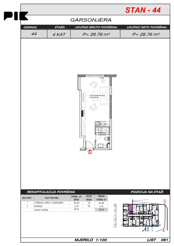 Široki Brijeg garsonijera 29 m2 Hills Residence 3 10