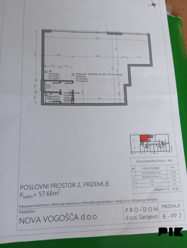 Poslovni prostor- Vogošća 58m2, Nova Vogošća(Rosulje)