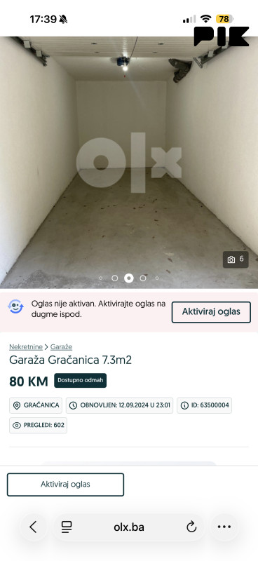 Garaža Gračanica 7.3m2 2
