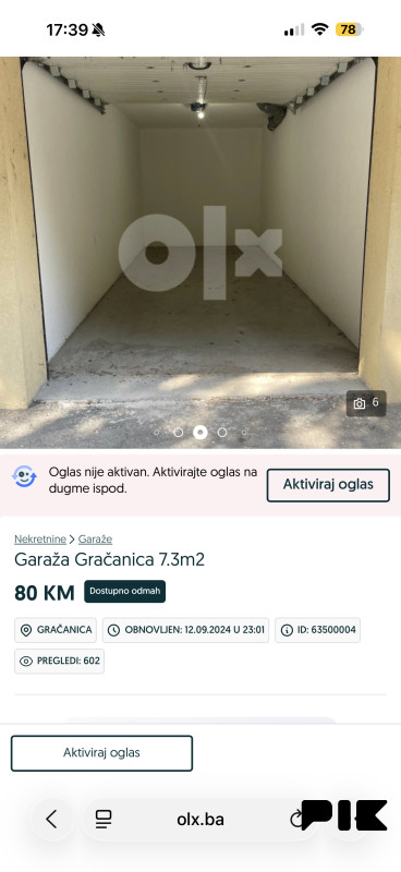 Garaža Gračanica 7.3m2 3