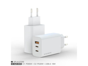 Fulmova GaN Power Adapter 65W USB-C sa Kablom, White