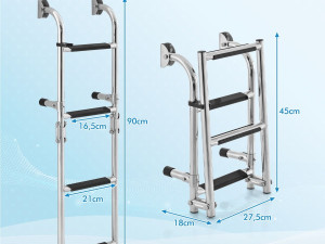 Preklopne ljestve za bazen, brod, splav, čamac ili dokove, INOX