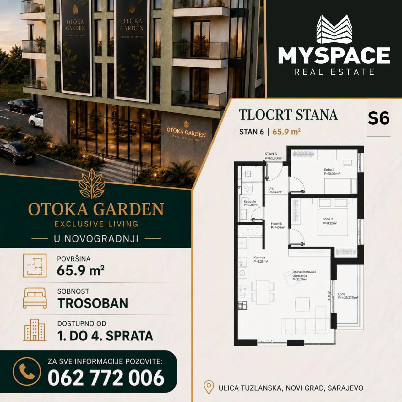 MY SPACE/ Stan/ Trosoban/ OTOKA GARDEN/ 66m2