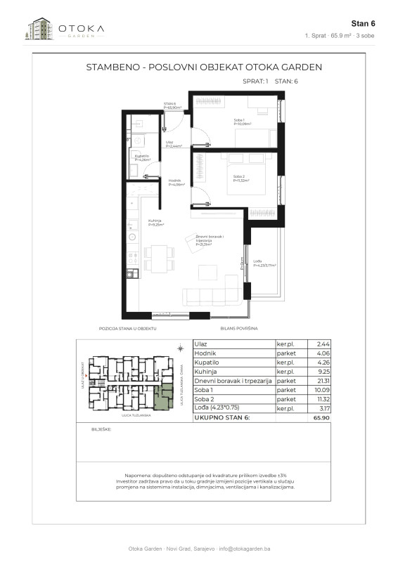 MY SPACE/ Stan/ Trosoban/ OTOKA GARDEN/ 66m2 2