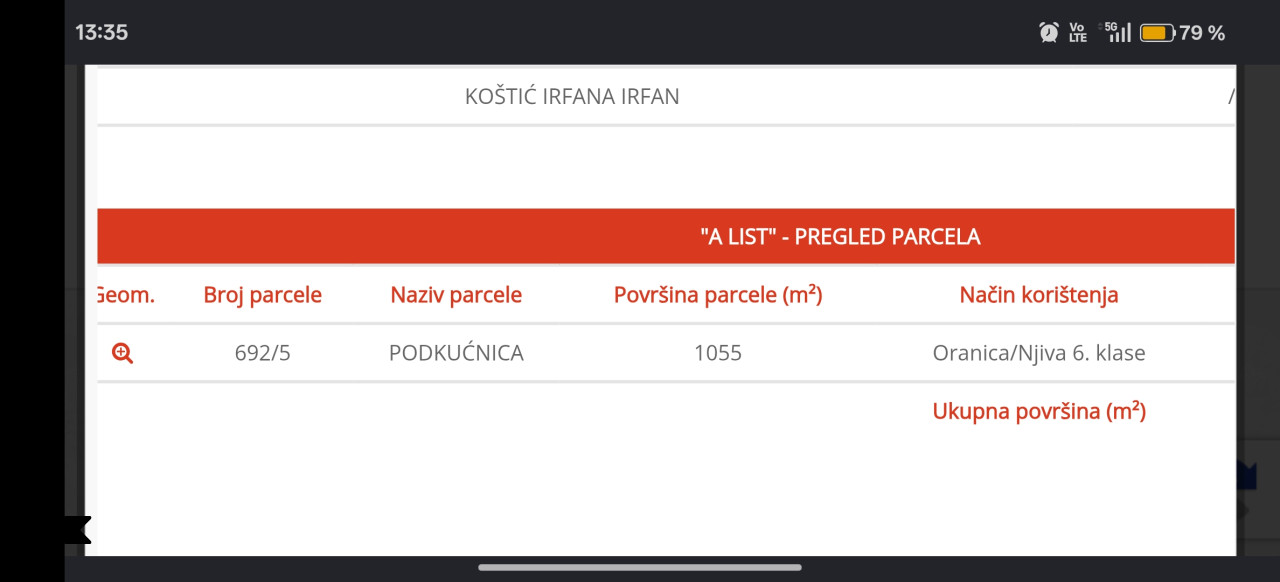 Zemljište Velika Kladuša 1055m2 2