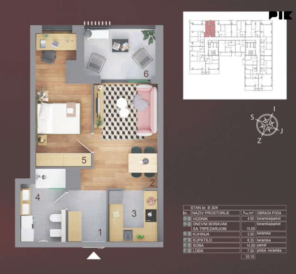 BIJELI DVOR, 53m2 2