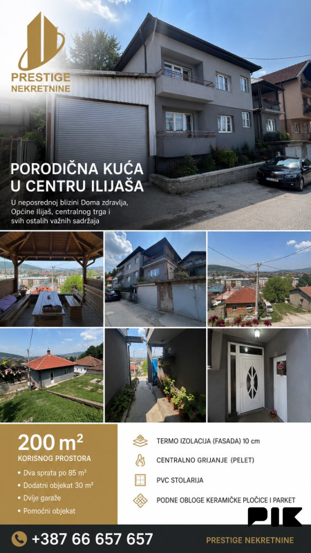 Porodična kuća 200m2 - 2 garaže - Ilijaš - Gradsko područje