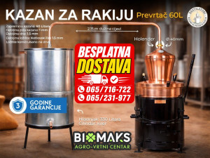 Kotao kazan za rakiju 60l PREVRTAČ  DESTILATORI