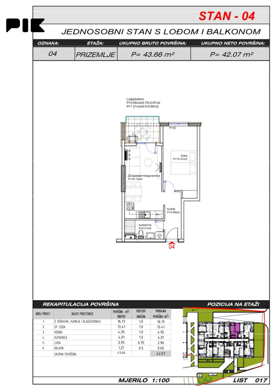 Dvosoban stan 42 m2 - Široki Brijeg Hills Residence 3 6