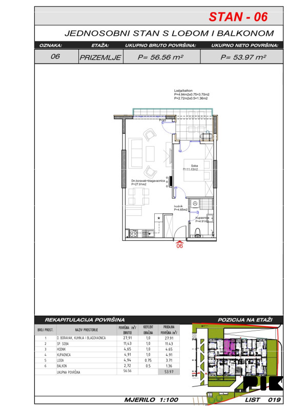 Dvosoban stan 54 m2 - Široki Brijeg Hills Residence 3 9