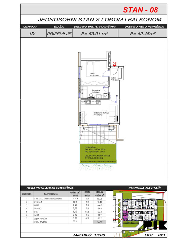 Dvosoban stan 43 m2 s vrtom - Široki Brijeg Hills Residence 3 10