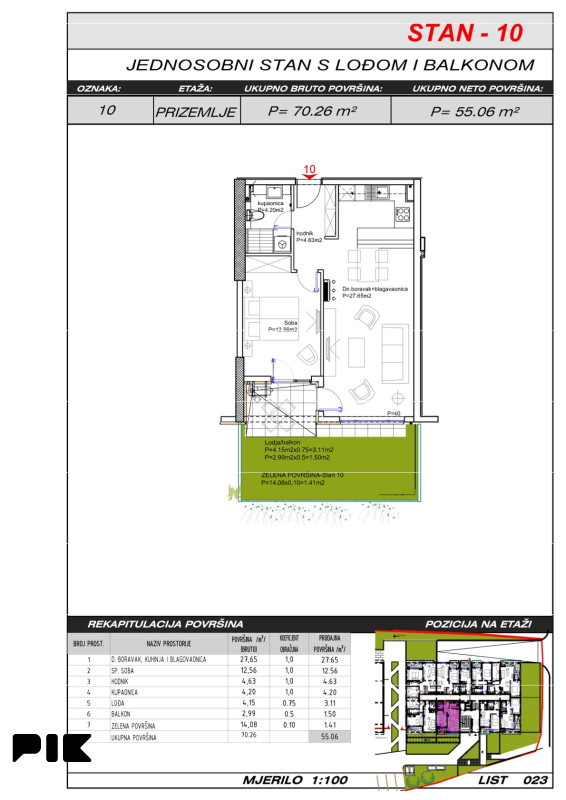 Dvosoban stan 55 m2 s vrtom - Široki Brijeg Hills Residence 3 7