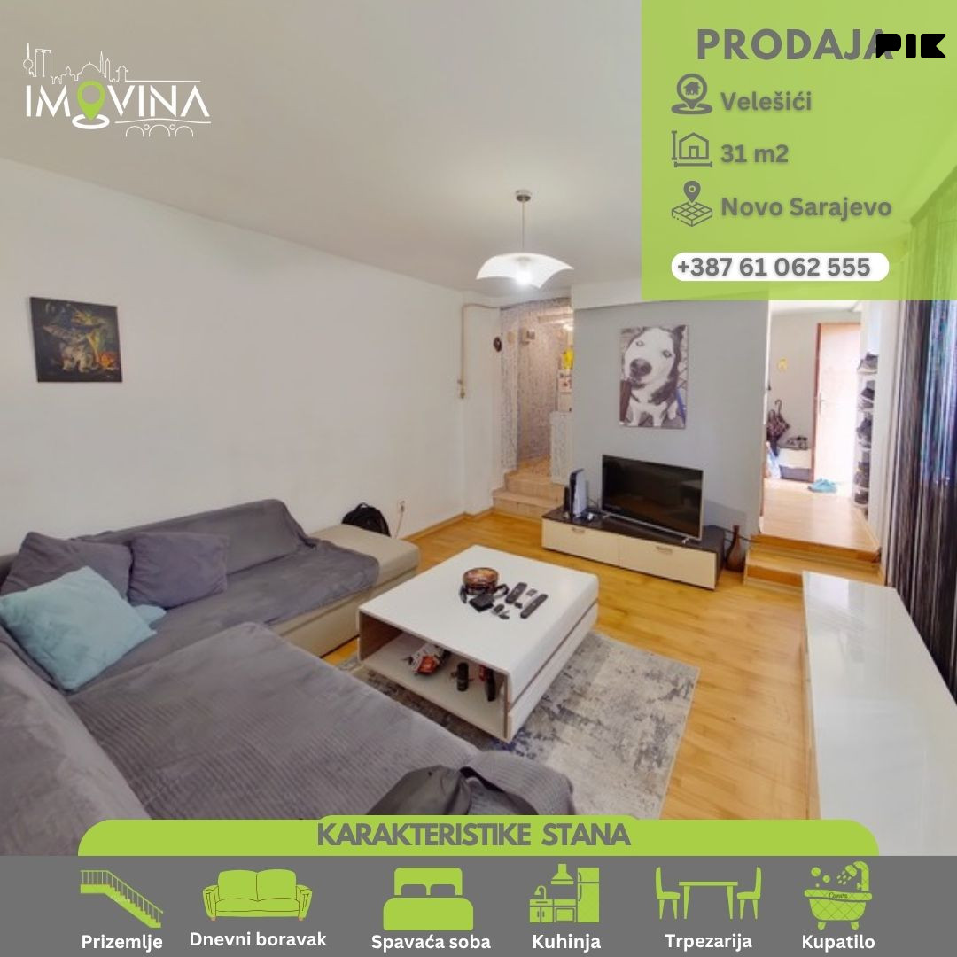 100964 Dvosoban stan 31m2 (40m2), Velešići